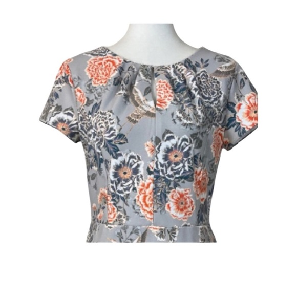 Banana Republic Womens Dress Size 4 Floral Keyhole Neck Career Sheath Work Wear - Picture 6 of 13